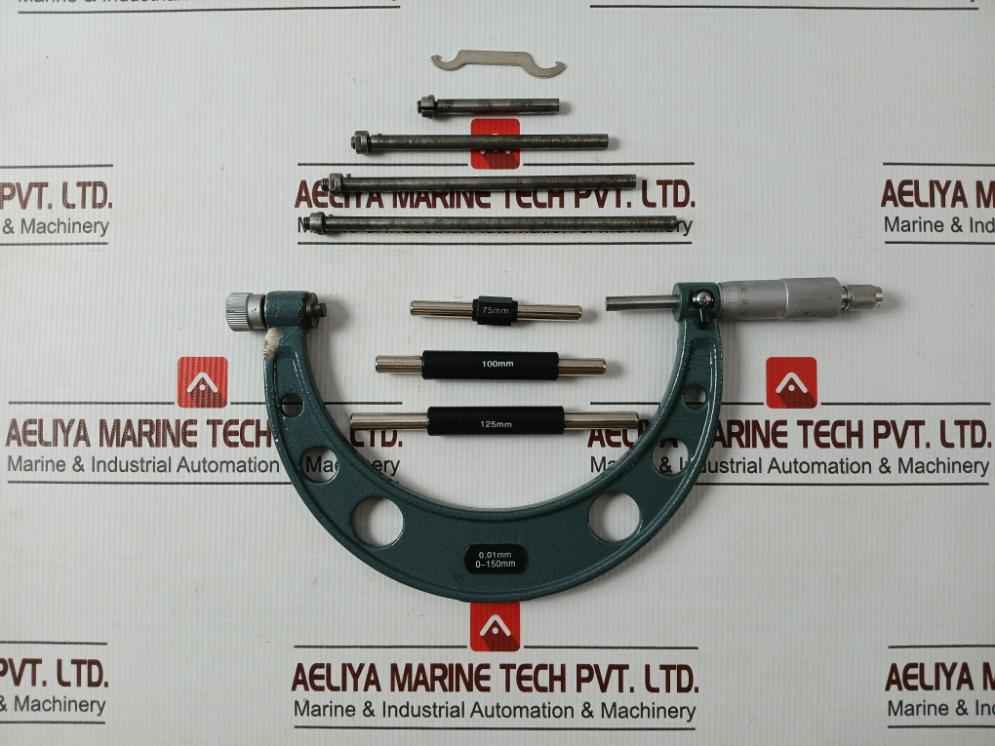 0-150 X 0.01Mm Micrometer With Adjustable Anvils Set 0 To 45