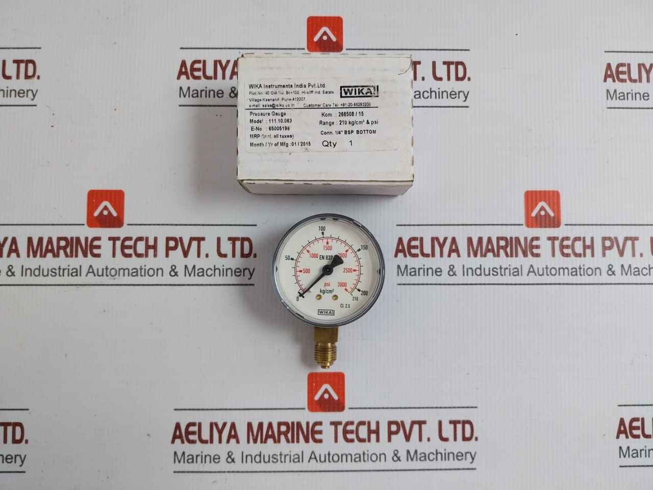111.10.063 Pressure Gauge Wika 0 To 210 Kg/Cm2 & Psi
