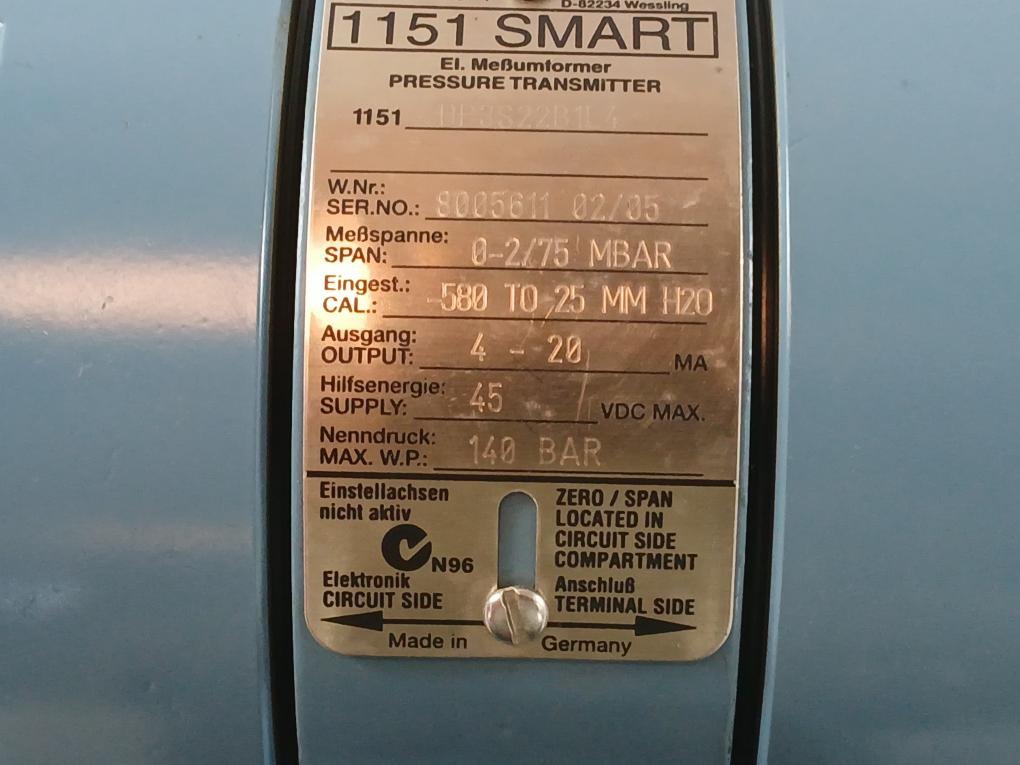 1151 Dp3S22B1L4 Pressure Transmitter Rosemount