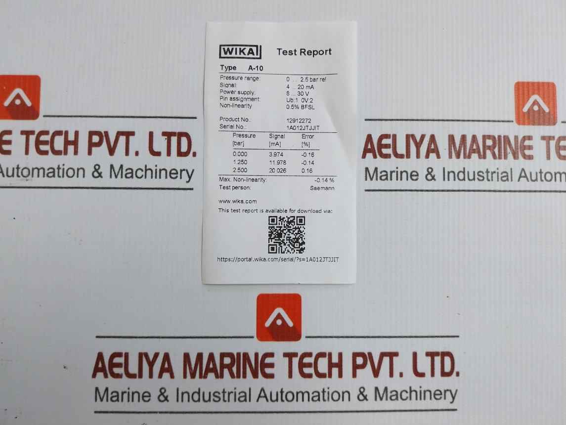 12912272 Pressure Transmitter 4...20 Ma 8..30 V Wika
