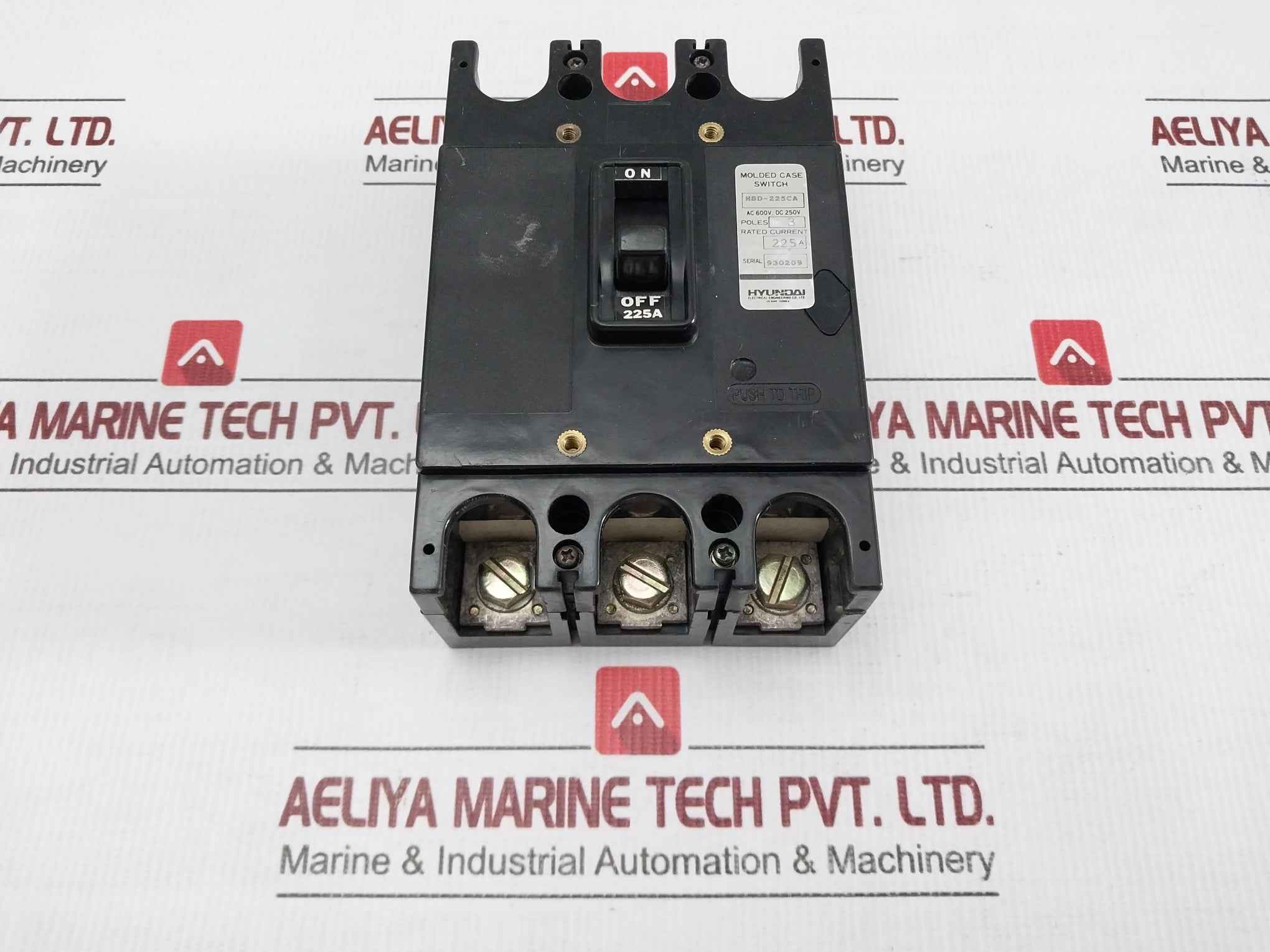 Hyundai 3 Pole Molded Case Switch Ac600V 225A Partno. Hsd-225Ca