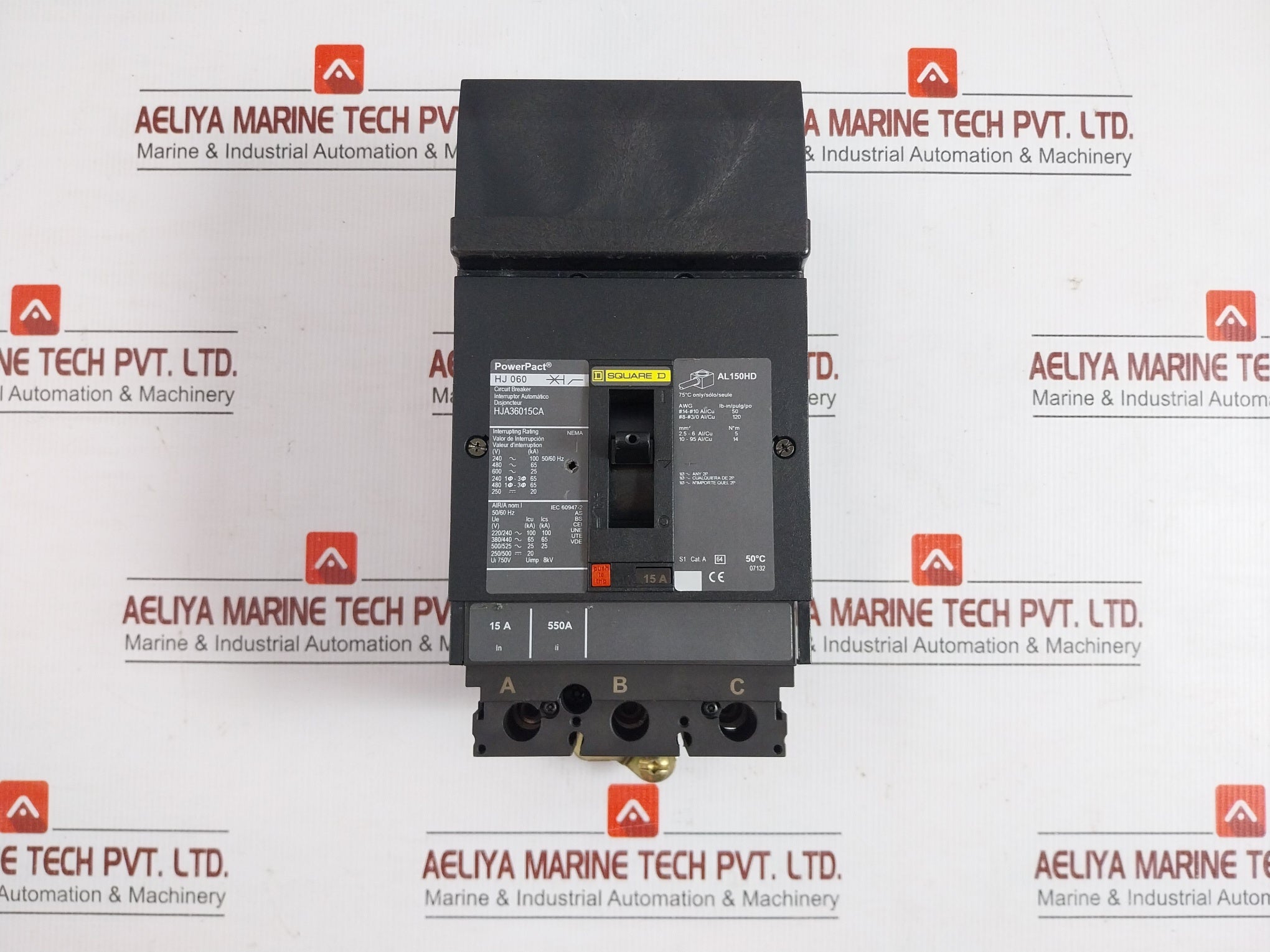 Hj060 3-pole Circuit Breaker Hja36015Ca 750V 15A Square D