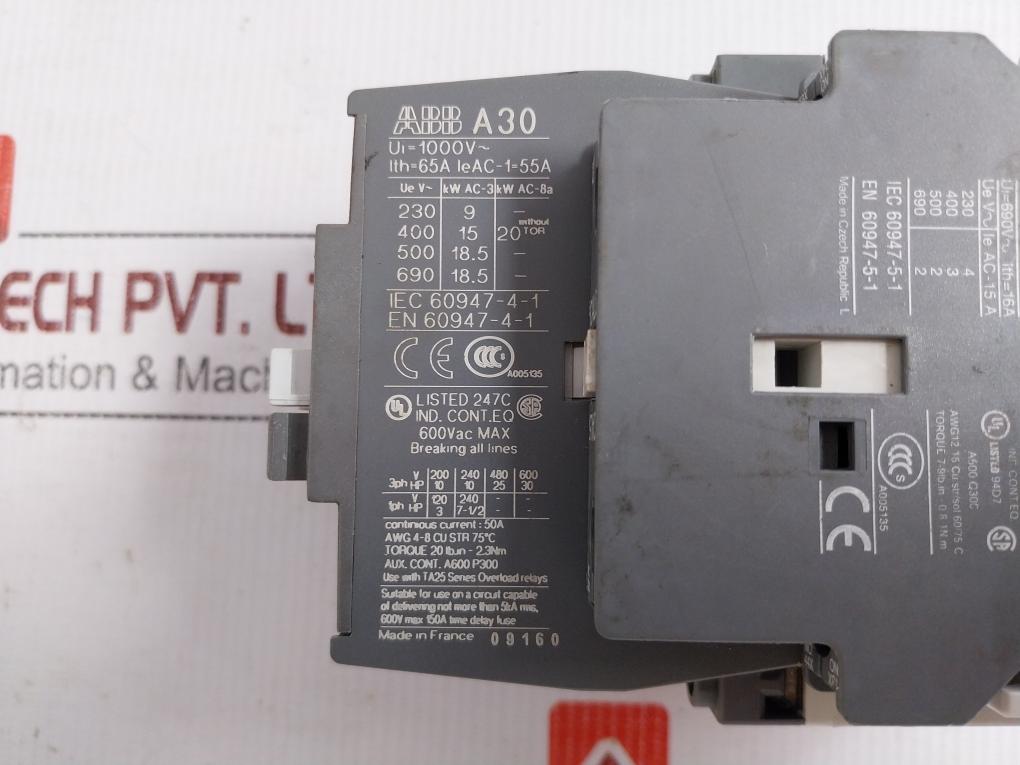 A30-30-10 Abb 50/60Hz 600 Vac 50A Power Contactor