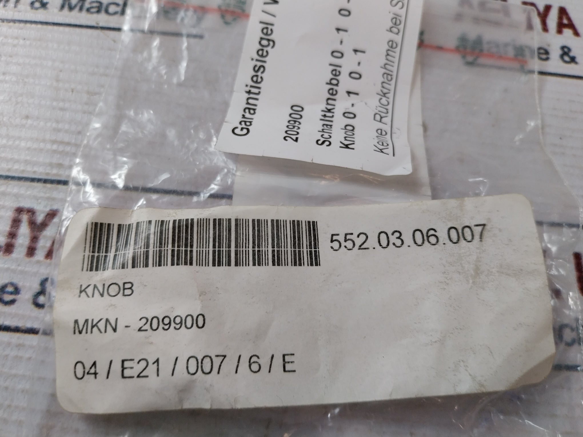 Mkn 209900 Knob Switch Button 552.03.06.007