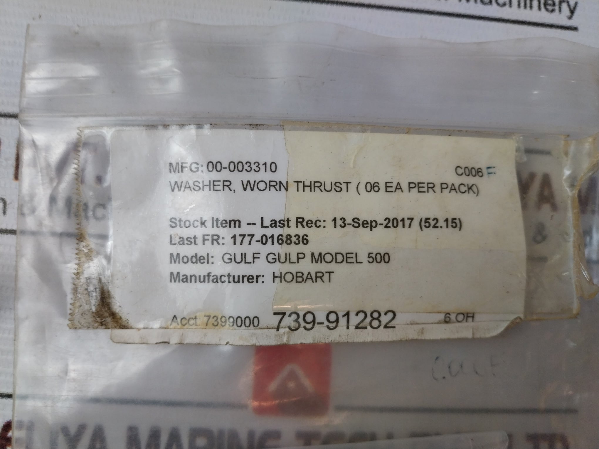 Hobart 00-003310 Worn Thrust Fiberwasher (1 Pack = 6 Pcs)