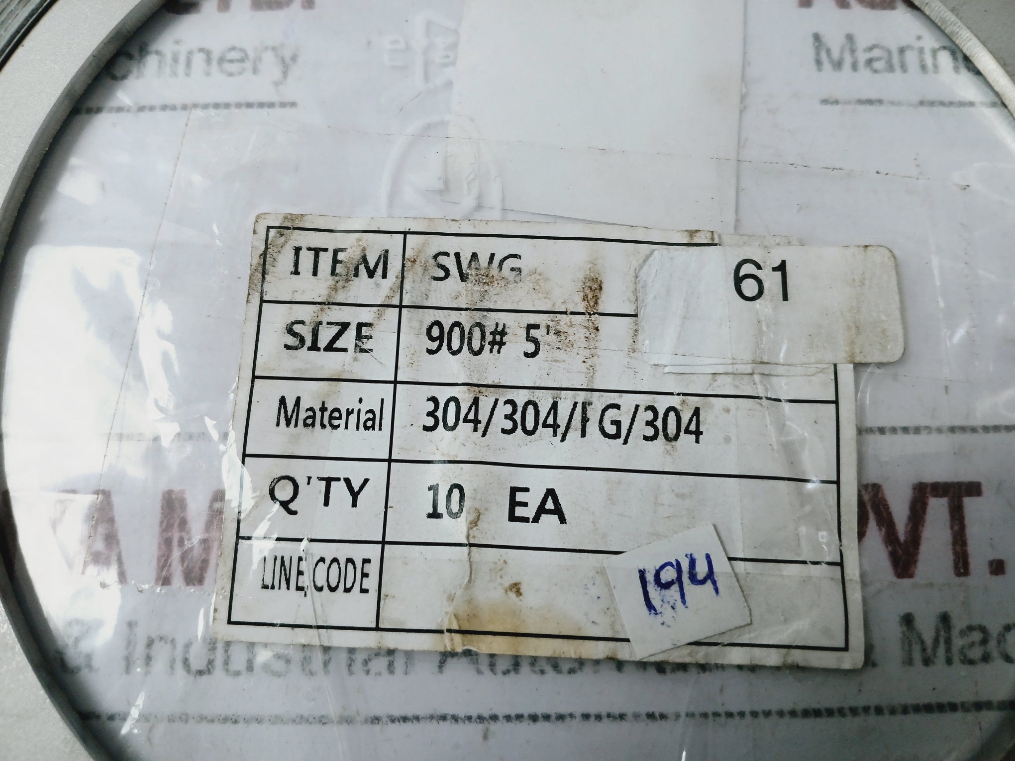 Asme B16.20 Spiral Wound Gasket 304/304/Fg/304 900 5Inch