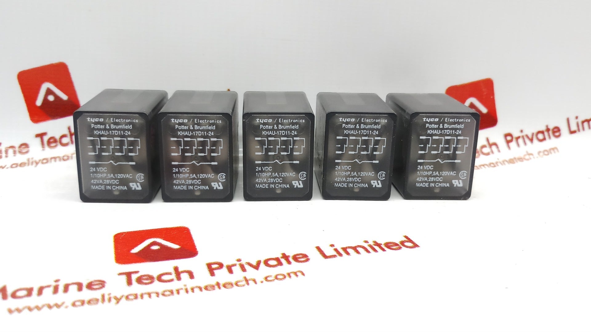 Lot Of 5X Tyco Electronics Khau-17D11-24 Coil Relay 42VA 28VDC