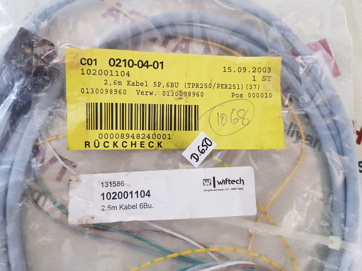 Wiftech 102001104 2.6m Cable 6bu