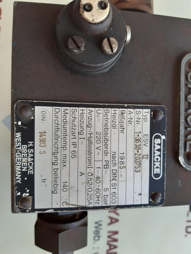 Saacke Esv 12 Electromagnetic Valve 220V 40–60Hz 5Bar