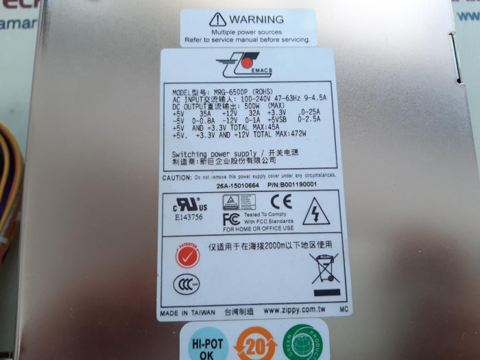 Emacs mrg-6500p power supply 500w 100-240v