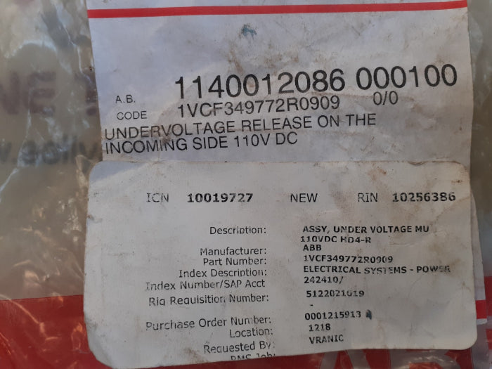 Abb 1vcr002948g0003 1vc113003482a04 mechanism supply volatage
