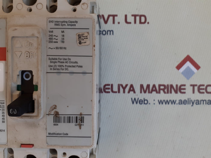 Eaton ehd 14k 3pole 60amp circuit breaker ehd3060l