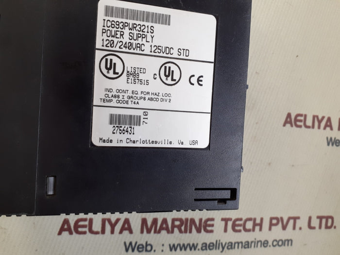 Ge fanuc ic693pwr321s power supply 120/240vac, 125vdc
