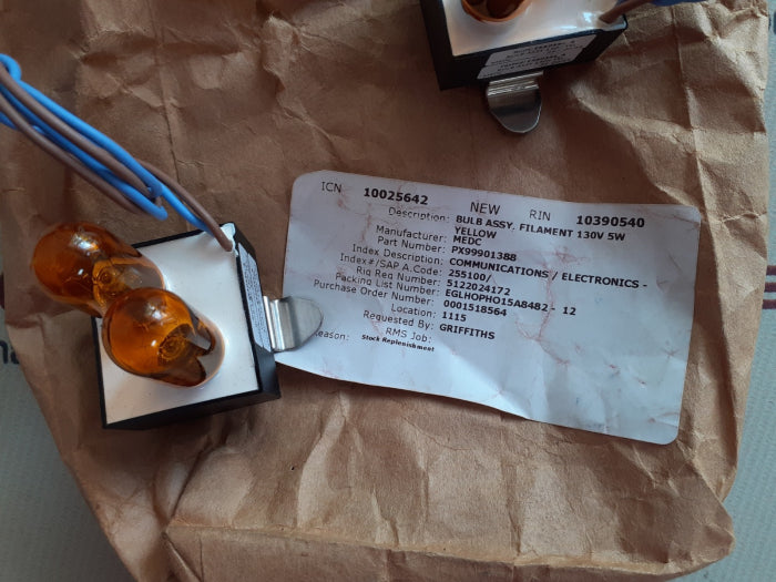 Lot Of 2X Bulb Assy 130V Yel Px99901388