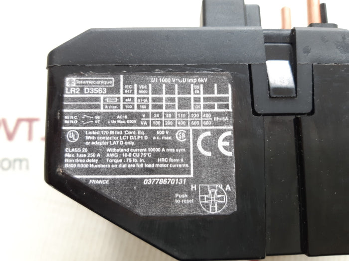 Telemecanique lr2 d3563 overload relay