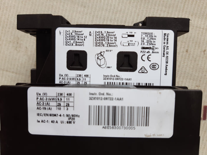 Siemens 3rt2526-1ap00 power contactor