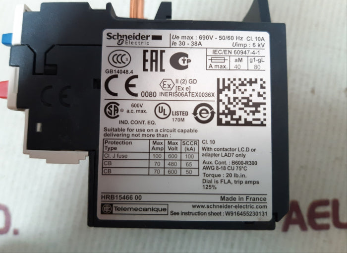 Schneider Electric Lrd35 Relay 30-38a 690v-50/60hz