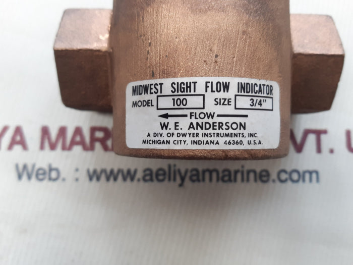 W.e.anderson 100 size 3/4" midwest sight flow indicator 125psig