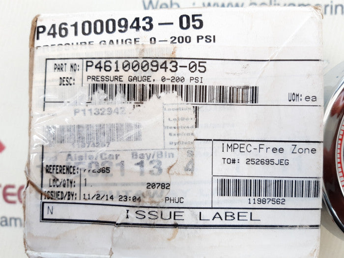 Nov p461000943-05 pressure gauge 0-200 psi,0-14 bar