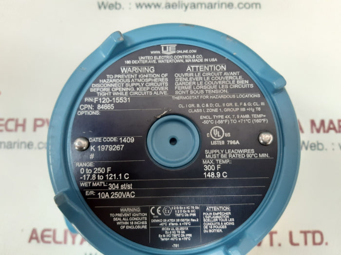 United F120-15531 Temperature Switch 0-250 F