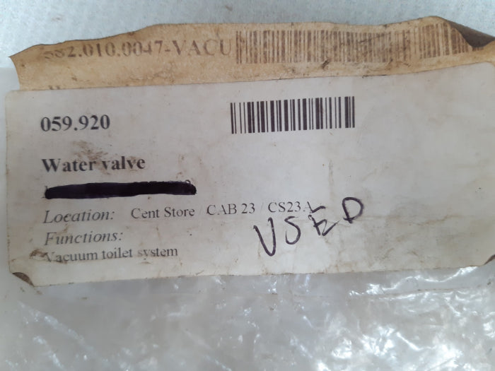 Evac 5774000 Vacuum Toilet Water Valve 582.010.0047-vacu