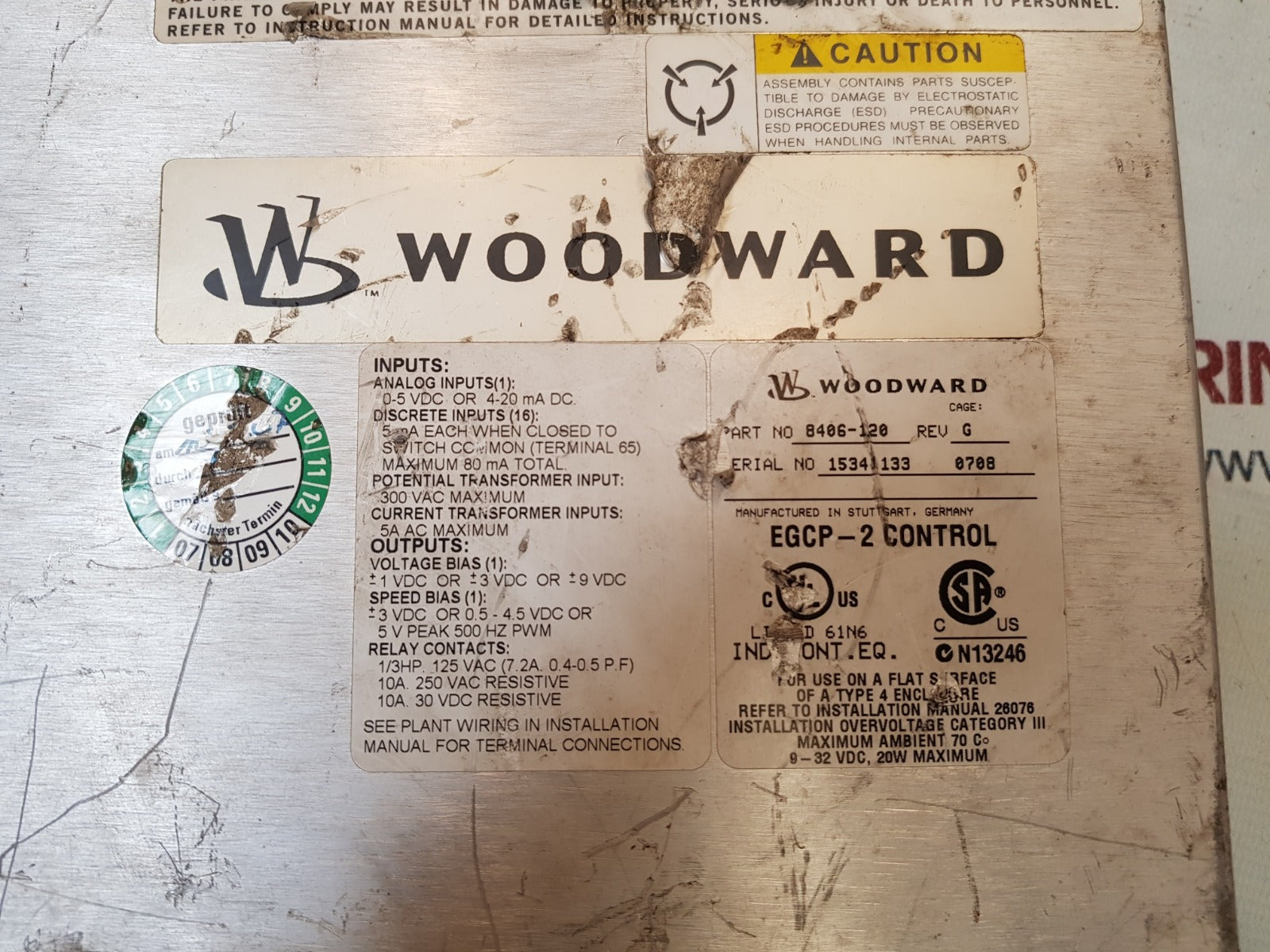Woodward 8406-120 Egcp-2 Digital Control Rev G