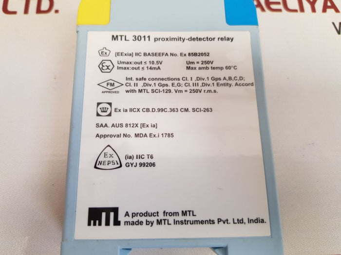 Measurement Technology Mtl 3011 Proximity-detector Relay 250V 50Ma