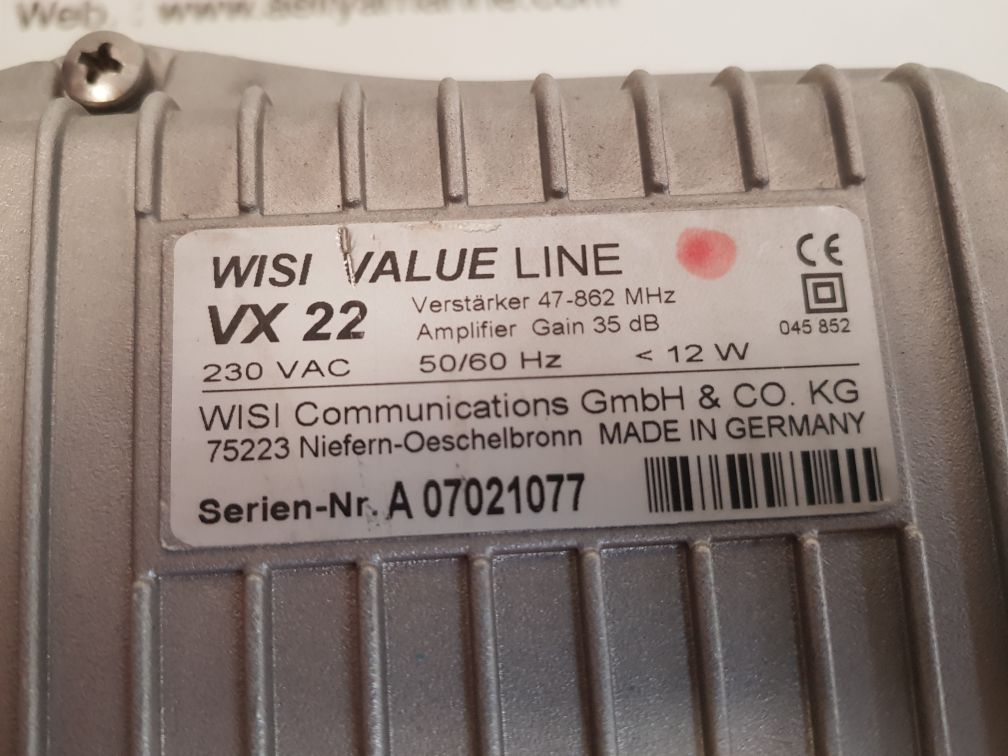 Wisi Vx 22 Value Line Amplifier 47-862 Mhz 35 Db 230 Vac 50/60 Hz Less Than 12 W