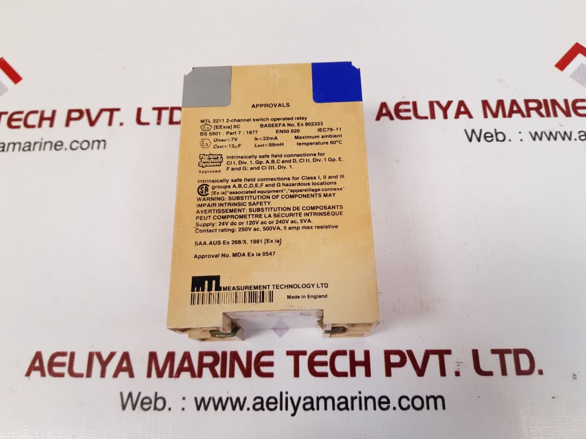 Measurement Technology Mtl 2211 2-channel Is-input Switch Operated Relay 250V Ac