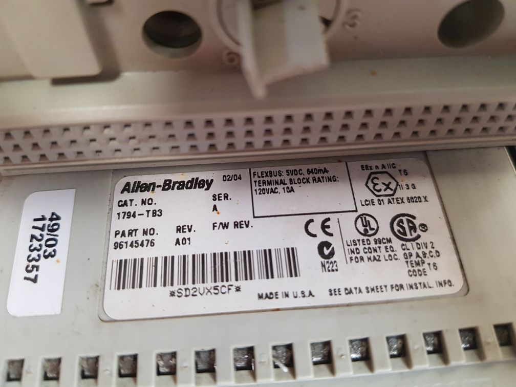 Allen-bradley 1794-tb3 Series A Terminal Block 96145476 Rev. A01