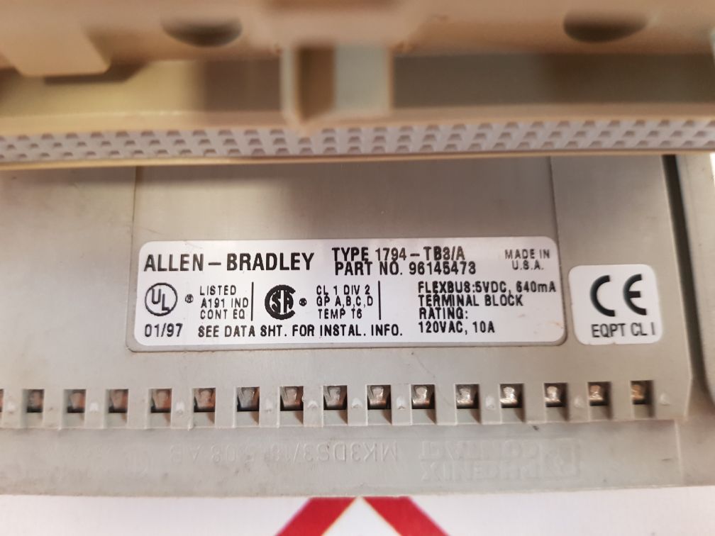 Allen-bradley 1794-tb8/A Terminal Block 96145473 120Vac 10A