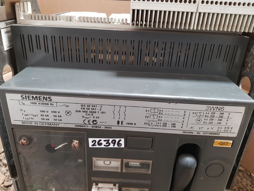 Siemens 3Wn6471-0Hb58-3Ka3 1600Amp Circuit Breaker
