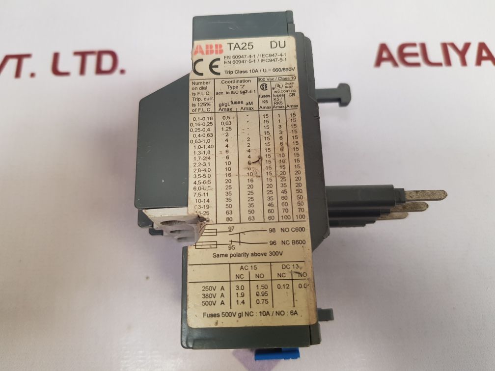 Abb Ta25 Du Overload Relay 660/690V En 60947-5-1/Iec 60947-5-1