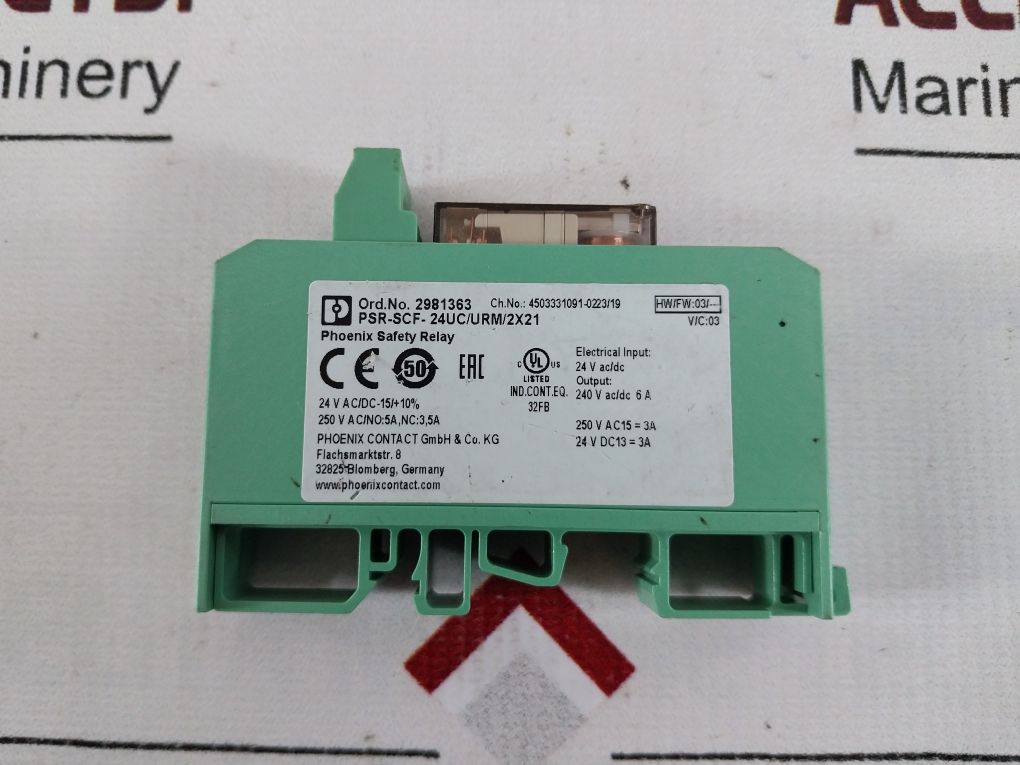 Phoenix Contact Psr-scf-24Uc/Urm/2X21 Safety Relay 2981363 240V Ac/Dc 6A