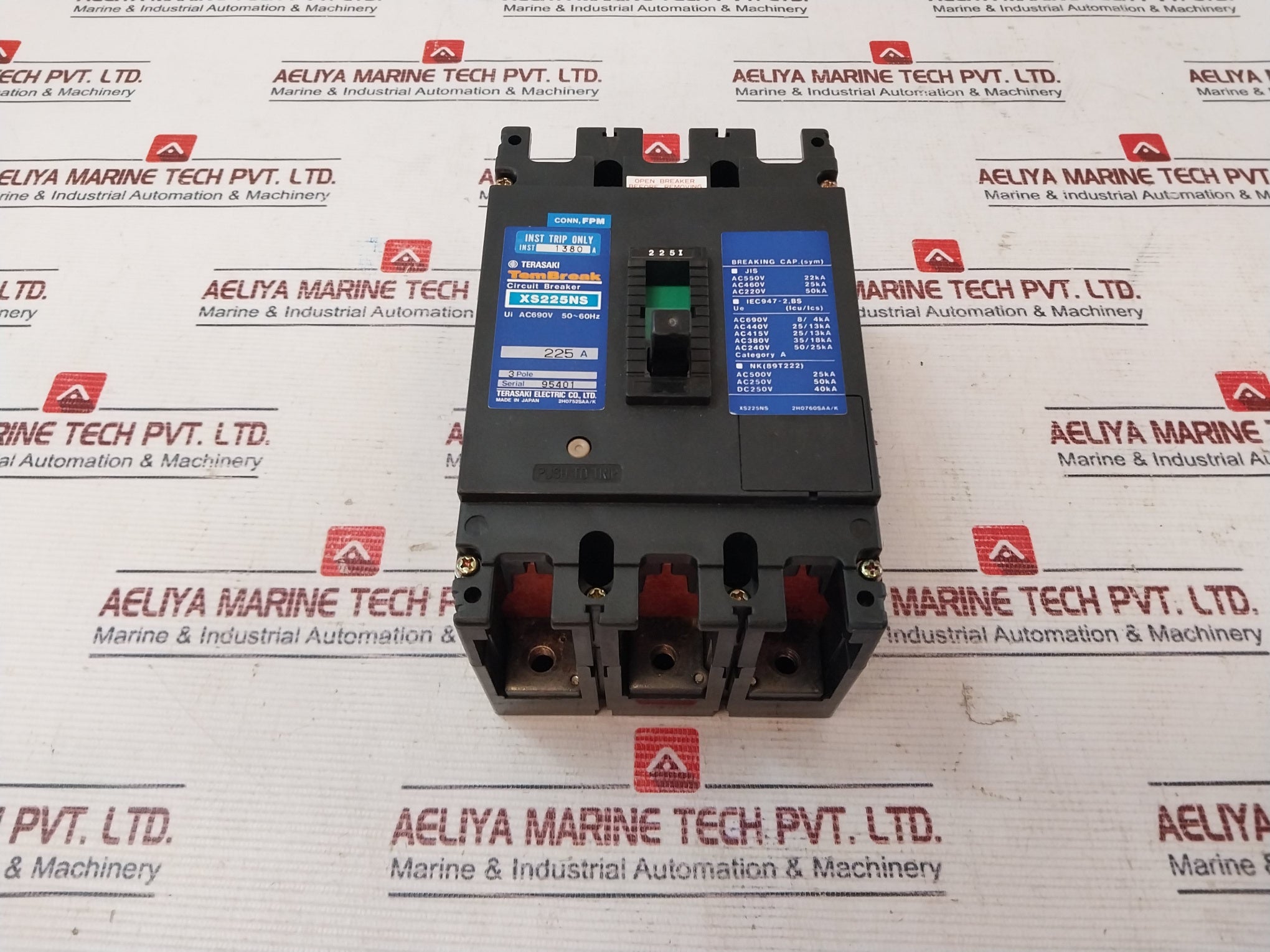 Terasaki Xs225Ns Tembreak Circuit Breaker 3 Pole 225A Ac690V 50~60Hz