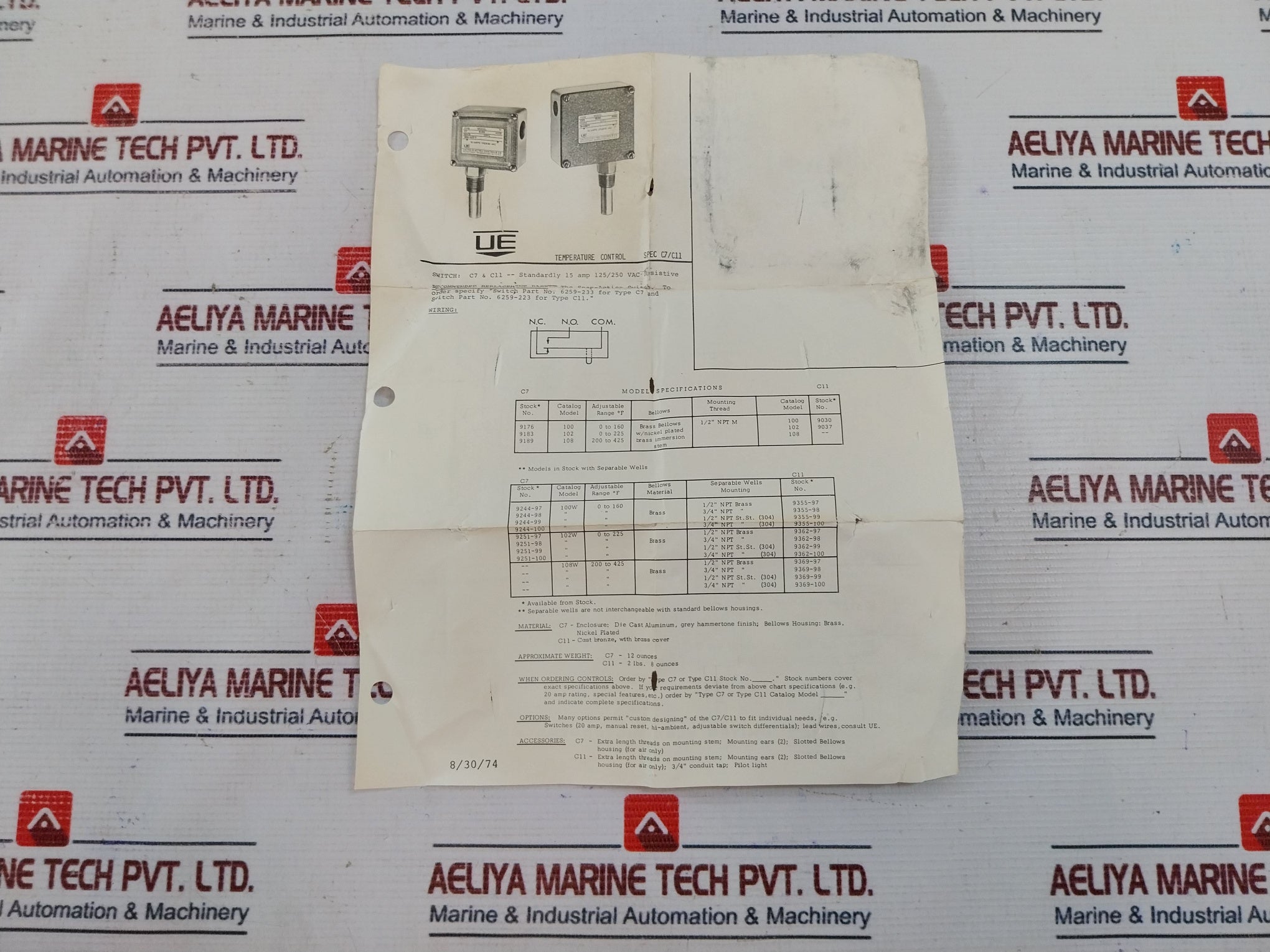 United Electric 102 Temperature Control Switch C11