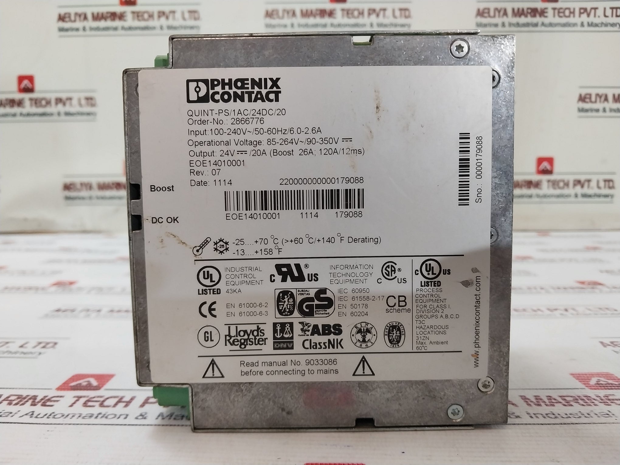 Phoenix Contact Quint-ps/1Ac/24Dc/20 Power Supply 2866776 Eoe14010001