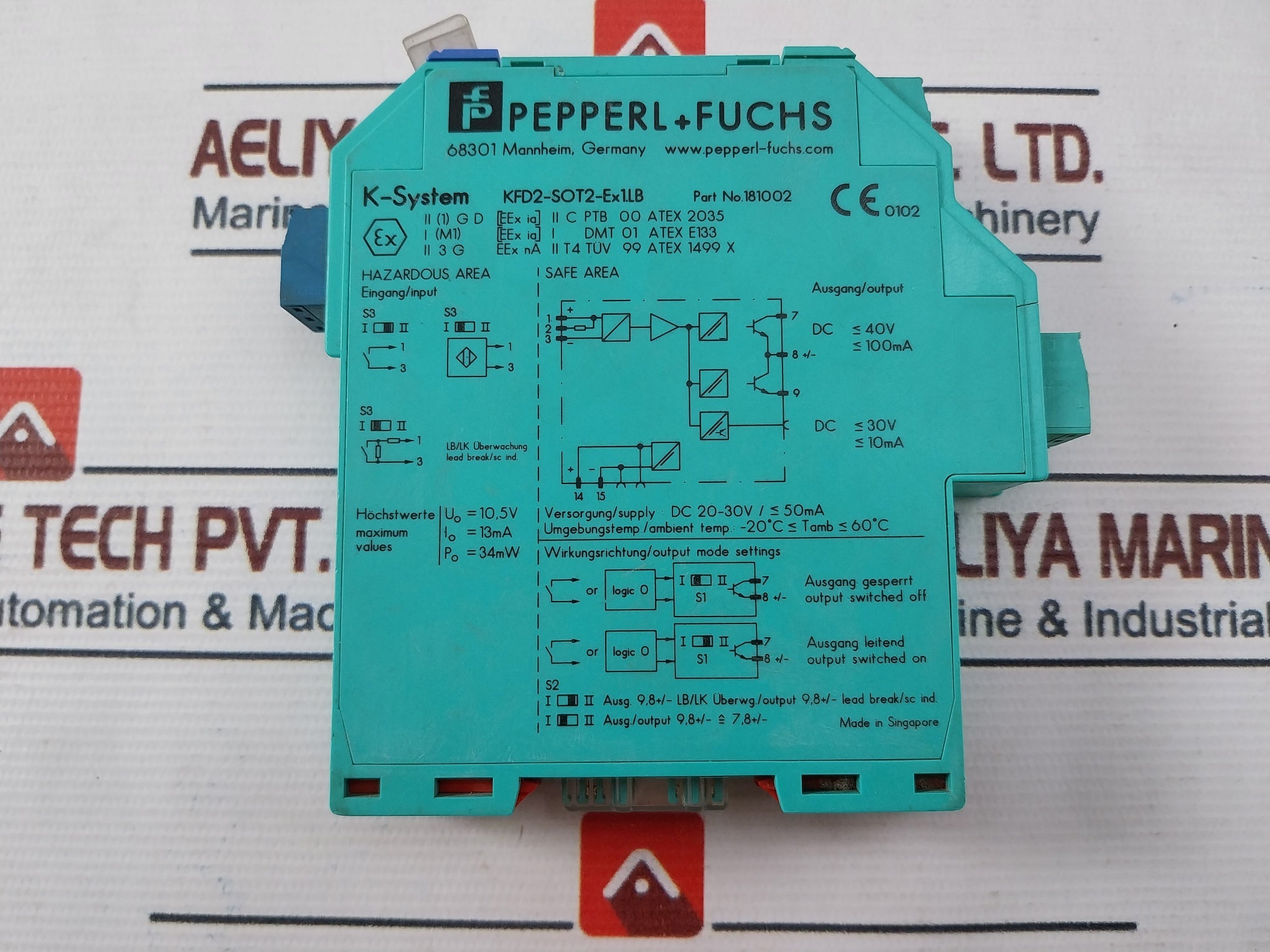 Pepperl+Fuchs 181002 Isolated Switch Amplifier Kfd2-sot2-ex1.Lb