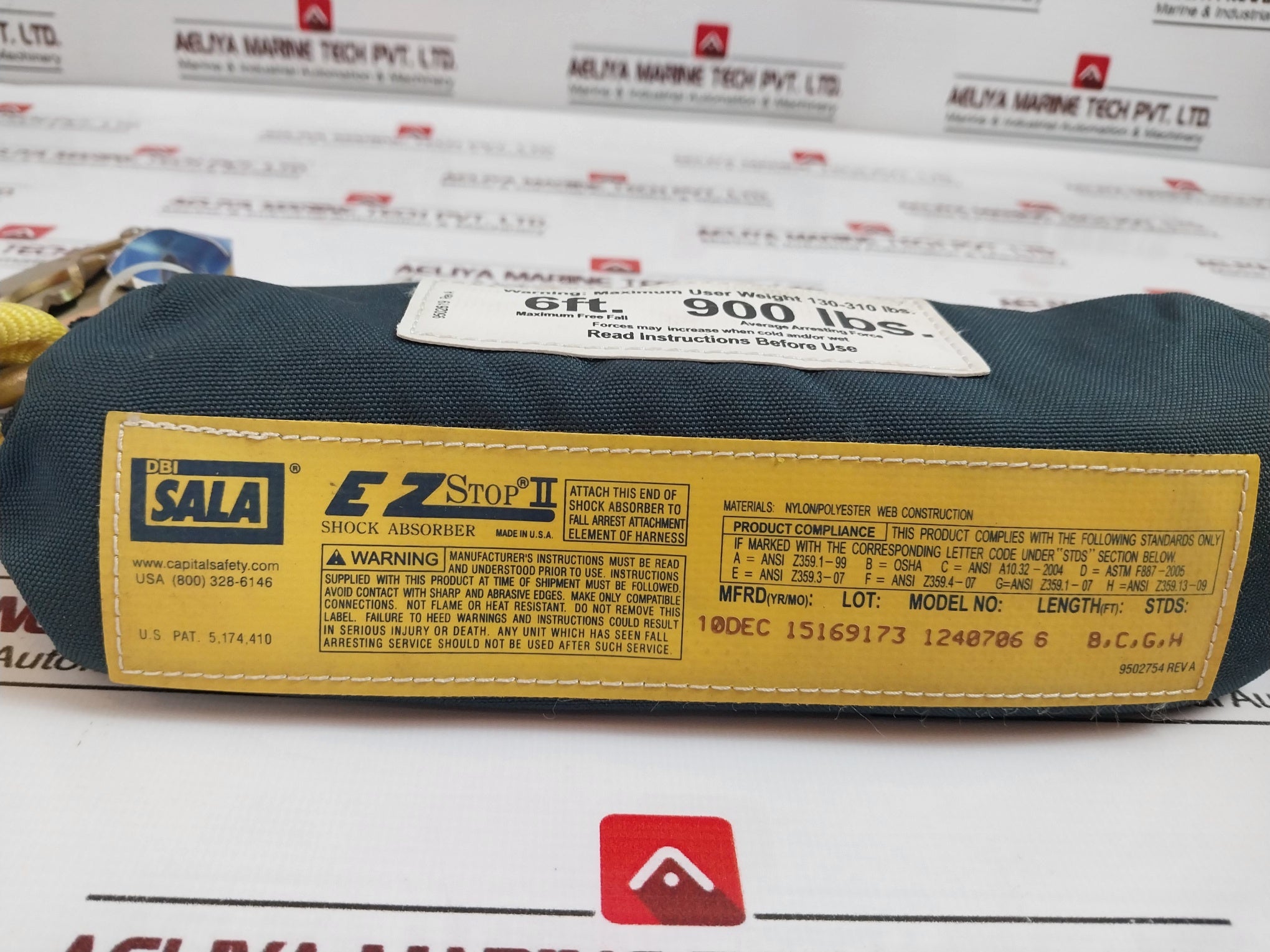 Dbi Sala 1240706 Shock-absorbing Cable Lanyard Snap Hook Anchor And Harness Connector 6Ft Length