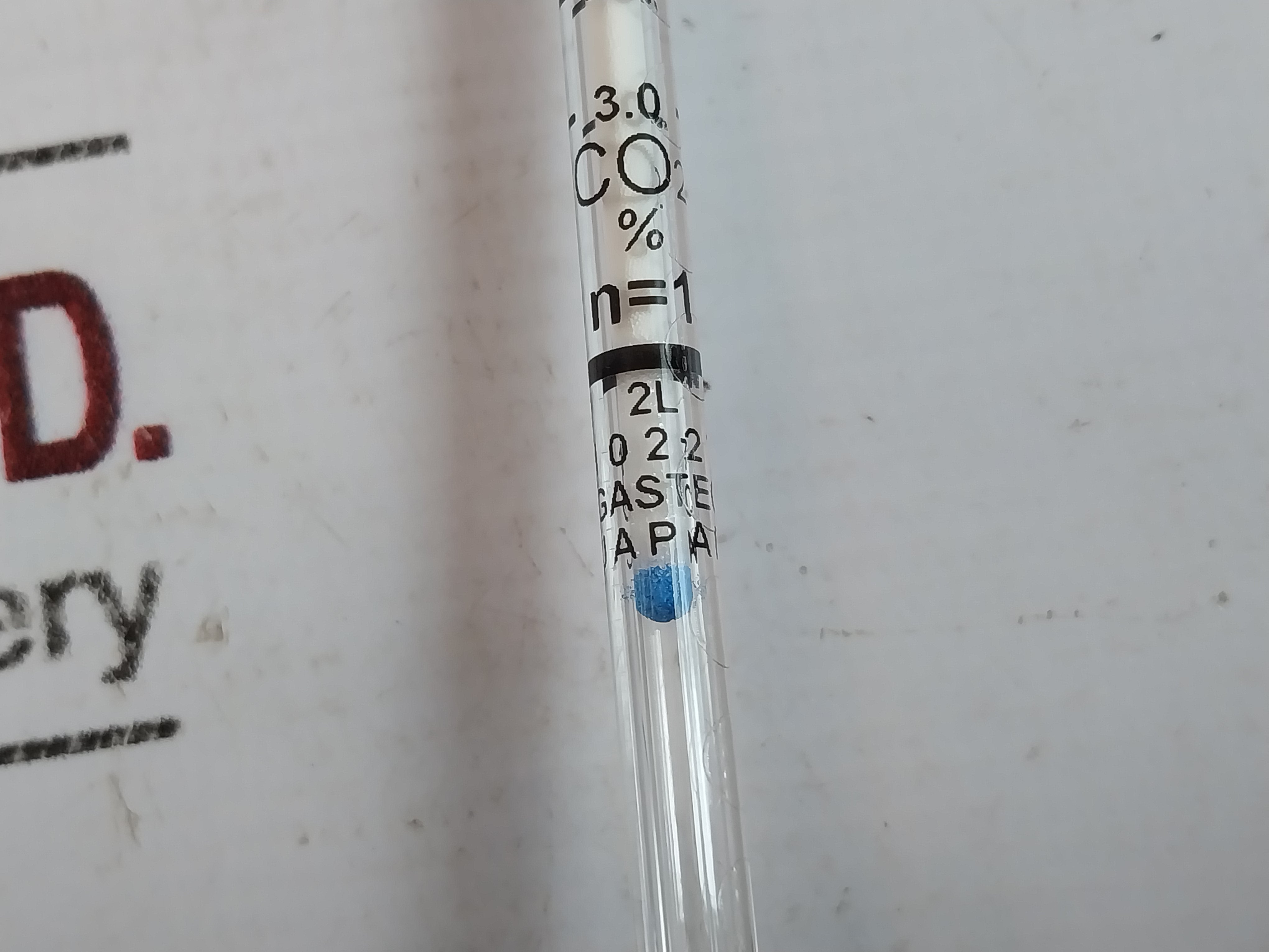 Gastec 2L Carbon Dioxide Detector Tube Measuring Range 0.13-6.0 Scale Range: 0.25-3.0 Gastec