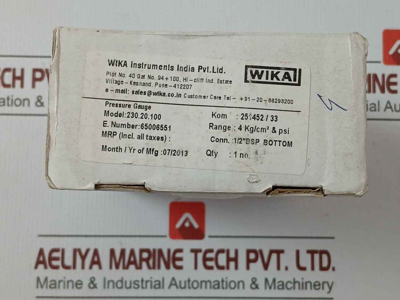 230.20.100 Pressure Gauge 0 To 56 Psi 0 To 4 Kg/Cm2 Wika