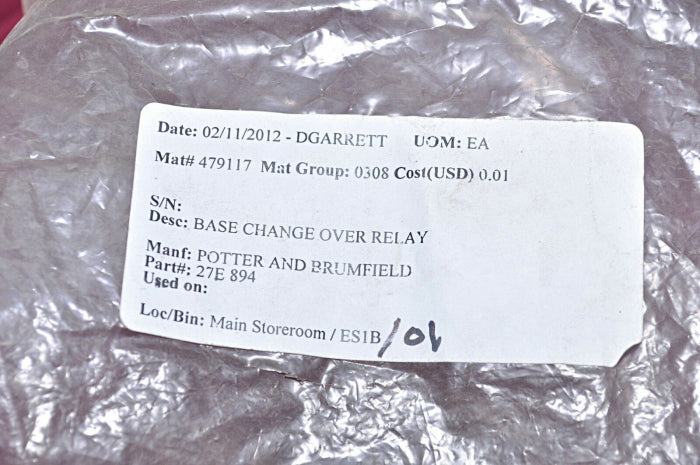 Potter And Brumfield 27E894 Base Change Over Relay 7A 300V