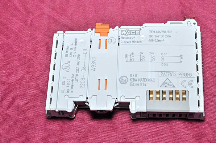 Wago D-32423 Minden 750-502 Power Supply Module 24Vdc 20A 2208-06-03 24V Dc 2.0A