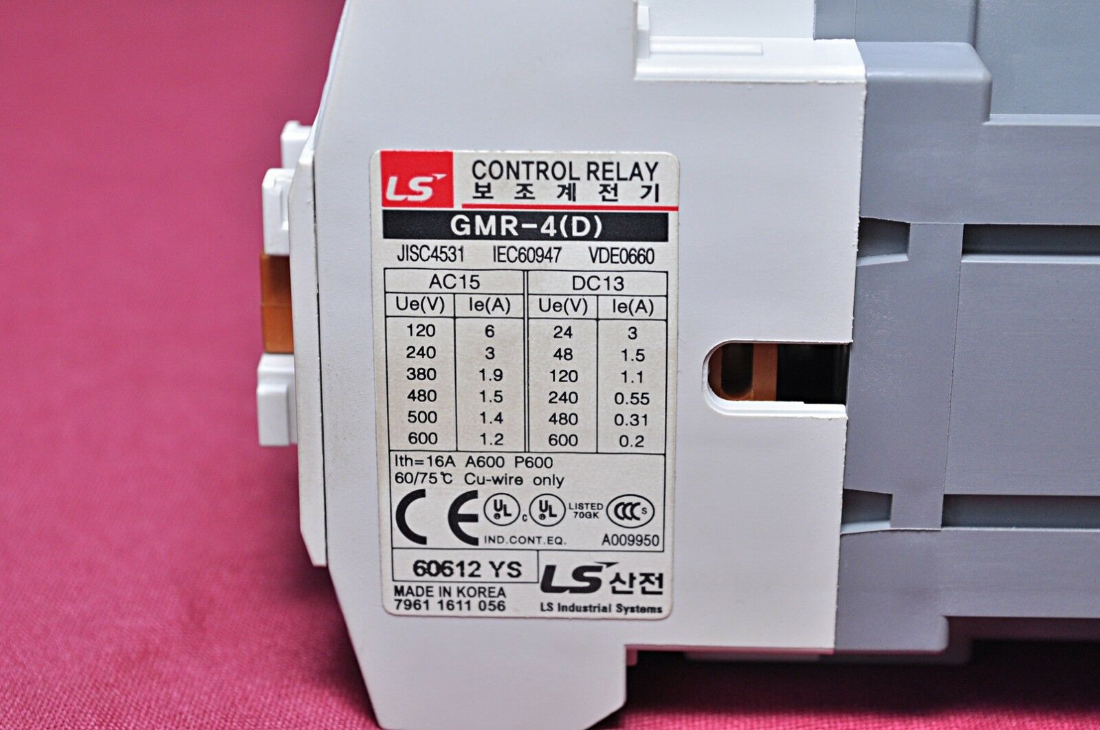 Ls Meta Mec Gmr-4 Control Relay Ac240V 50/60Hz