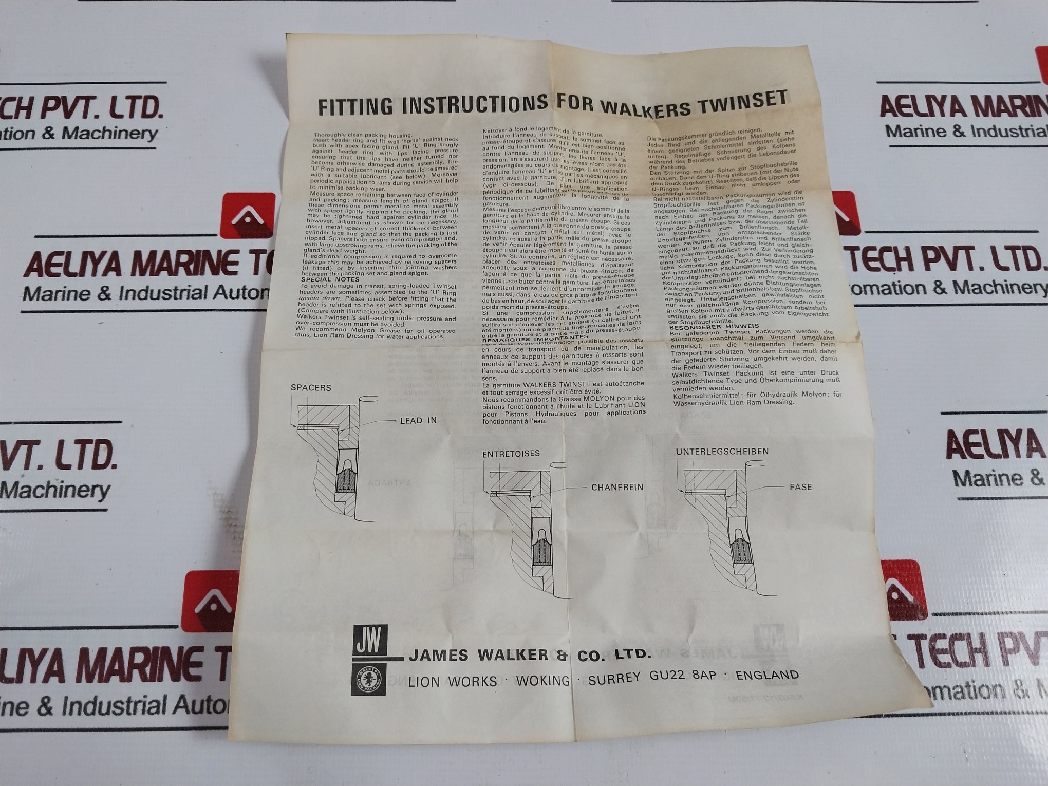 James Walker 1270060075 Oil Seal,Seaforth M.S.V. Inventory Tag,1270060075 Set