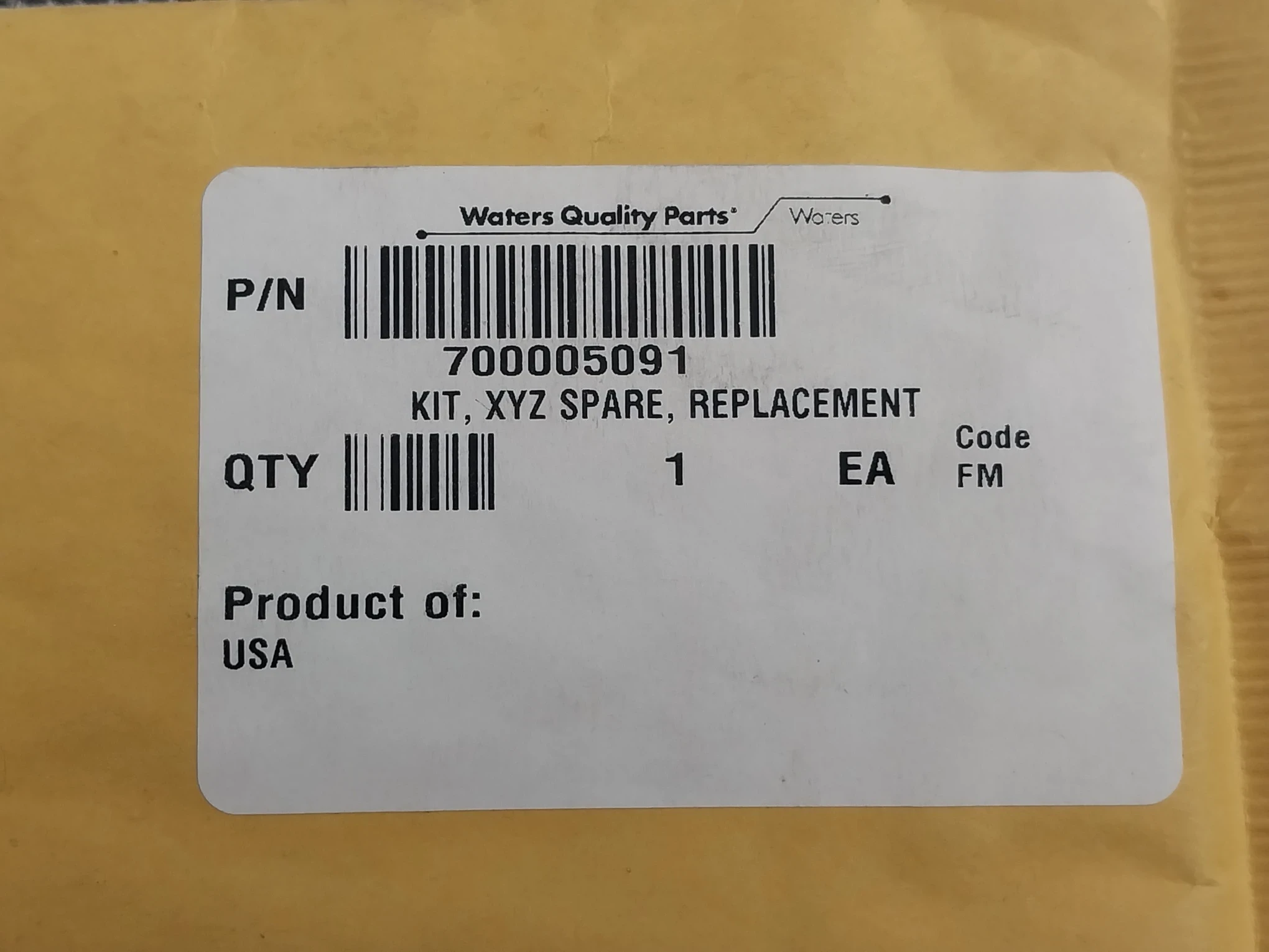 Waters 700005091 Xyz Spare Replacement Kit