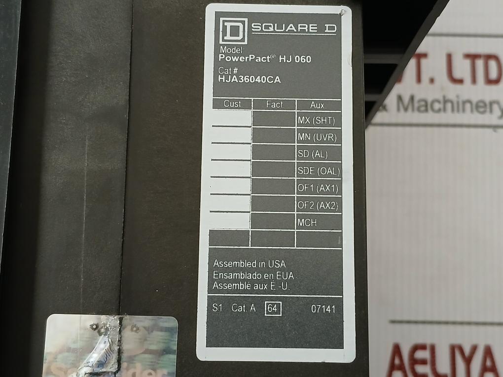 3-pole Molded-case Circuit Breaker Hj-060 Square D 750V 50/60Hz