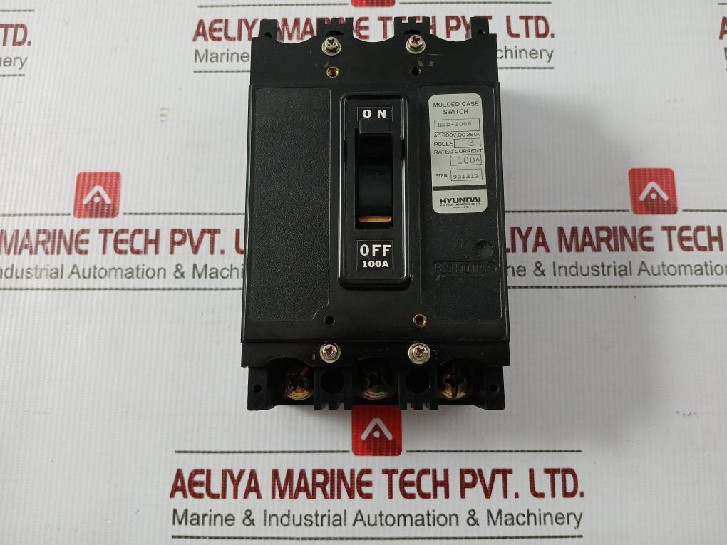 3-pole Molded Case Switch Hsd-100S 100A Hyundai Ac600V Dc250V 100A