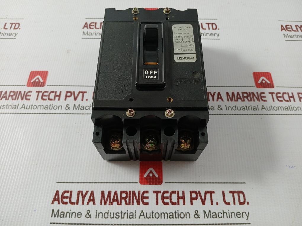 3-pole Molded Case Switch Hsd-100S 100A Hyundai Ac600V Dc250V 100A