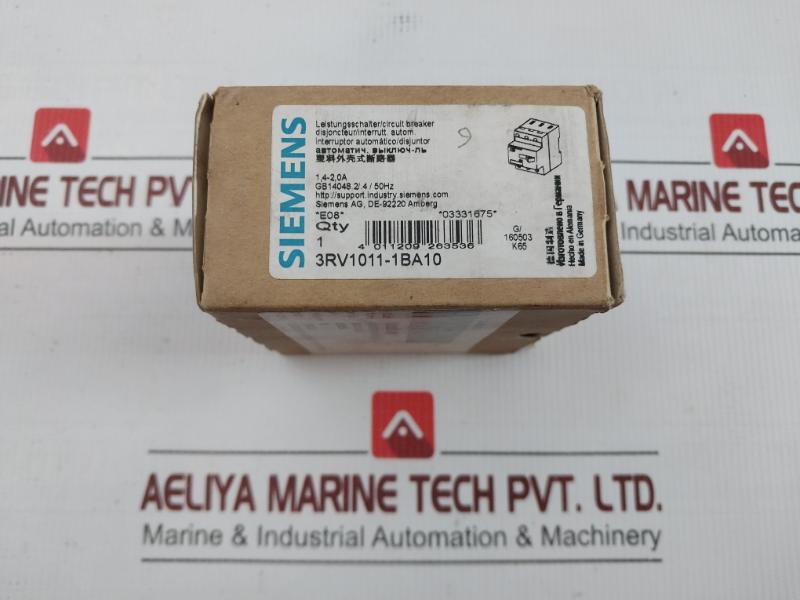 3-pole Motor Protection Circuit Breaker 3Rv1011-1Ba10 Siemens